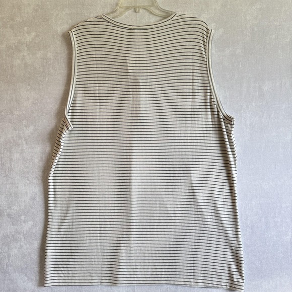 Michelle Mae Tank Top Womens 3XL White Black Striped Sleeveless‎ Henley Shirt - Picture 2 of 6